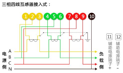 威勝DTSD341-MB3三相四線多功能電能表經互感器怎么接線?